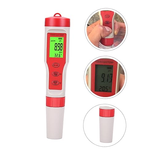 HOMOCONO 4 Ph Pen Ec Meter Digital Tester Pen Ppm Ph Meter for Water Digital Water Meter Pen Ph Tester Liquid Ec Water Test Digital Ph Meter Aquarium Ph Meter Ph and Meter PVC Red