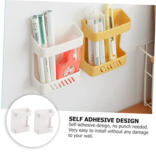 PRETYZOOM 3pcs Tool Holder White Storage Shelves Self Adhesive Remote Control Holders Wall-Mounted Phone Holder Household Wall Storage Rack Household Wall Storage -Mounted Rack Abs