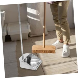 MERRYHAPY Stainless Steel Trash Shovel Standing Dustpan Garbage Dust Pans Longs Handle Dustpan Long Handle Dust Pan Litter Sweeping Broom Dustpan Industrial Dust Pan Rubbish Dustpan Silver