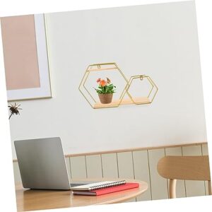 Garneck Modern Style Wall Holder Wall Mounted Floating Shelf Golden Iron Wood Living Room Storage Rack Shelves for Wall Decor