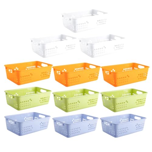 FONDOTIN 4pcs Plastic Storage Basket Storage Bins Laundry Basket Storage Baskets for Shelves Small Plastic Boxes Bathroom Organizer Washing Basket Plastic Basket for Organizing Pp