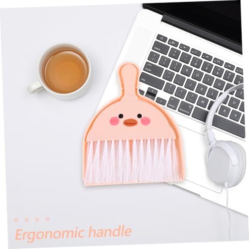 1 Set Mini Hand Broom Dustpan Pets Animal Waste Cleaning Tool Housekeeping Dust Pan Keyboard Broom Brush Small Cleaning Brush Table Crumb Sweeper Mini Handheld Broom Plastic Pink Mobestech