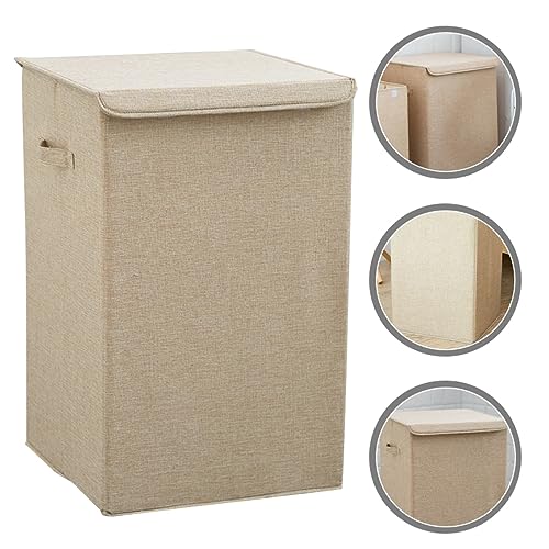 CAXUSD Home Laundry Basket Laundry Baskets with Lid Laundry Basket for Multifunction Laundry Basket Toy Organizer Bins Queen Size Blankets Foldable Laundry Baskets Beige Fabric