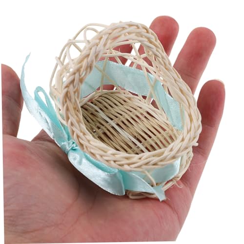 Mikinona 12pcs Small Basket with Handle Wedding Favor Basket Baskets Girl Basket Dollhouse Woven Stroller Rustic Basket Easter Basket Wedding Decor Basket Rattan