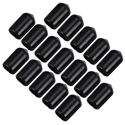 Hohopeti 200pcs Protective Cap Reusable Reuseable PVC End Caps Bolt Protector Cap Steel Pipe Protector Rod Protector Cap Plug Screw Caps Pipe Thread Rubber End Cap Thread Protector Black