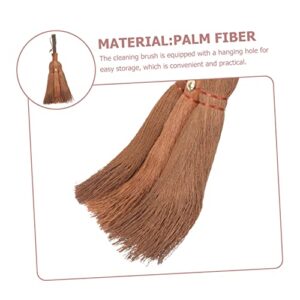 COOLHIYA Brown Silk Broom Little Broom Palm Desk Broom Straw Whisk Broom Mini Cleaning Brush Straw Broom Palm Fiber Broom Computer Small Housewarming Pet Broom Natural Handle