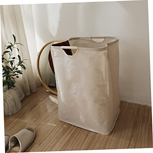 QUMIIRITY Laundry Basket Storage Pouch Foldable Laundry Hamper Storage Basket Dirty Laundry Travel Bag Laundry Hamper with Handle Foldable Laundry Rack Nursery Hamper Container Pe Film Beige