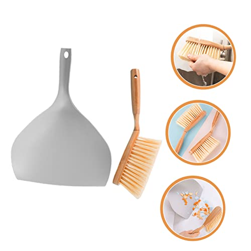 SEWOART 1 Set Desktop Cleaning Kit Broom Indoor Handheld Broom Hand Broom and Dustpan Kits Dust Pan Gray Desk Small Pans Mini Cleaning Brush Small Cleaning Broom and Dustpan Brush Grey