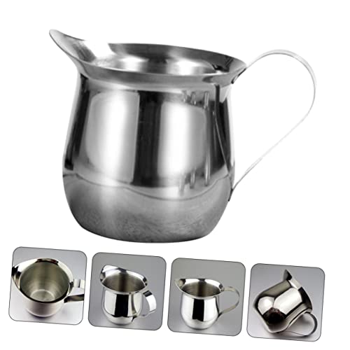 COLLBATH Stainless Steel Milk Cup Tea Fairness Cup Espresso Machine Coffee Creamer Cream Frothing Cups Sauce Jug Pitcher Espresso Shots Steaming Pitcher Creme De Menthe Syrup Bar Cup Silver