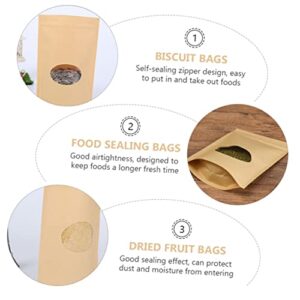 SOESFOUFU 50 Pcs Kraft Paper Bag Self-sealing Storage Pouches Greaseproof Paper Bags Kraft Snack Bags Zipper Paper Bags Practical Storage Pouches Bag Organizer Kraft Treat Bags