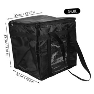 Zerodeko Cooler Box Food Carrying Bag Food Warmer Bag Heated Pizza Bags Food Bag Portable Cooler with Lid Insulated Bags for Foldable Grocery Bags Grocery Shopping Bag Aluminum Film Black