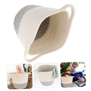 WHAMVOX 1pc Woven Storage Basket Wicker Storage Toy Baskets Woven Baskets Knitting Rope Basket Storage Bins for Toys Rope Storage Baskets Toy Storage Bin Basket White Cotton Rope