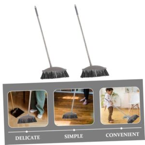 MERRYHAPY 2pcs Stainless Steel Broom Angle Broom Indoor Outdoor Broom Deck Scrub Brush Garbage Sweeping Broom Household Broom Outdoor Brooms Soft Broom Floor Sweeping Broom Dark Grey Plastic