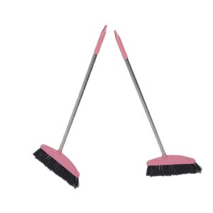 stobaza 2pcs stainless steel broom indoor broom household cleaning supply sidewalk broom kitchen broom household broom long-handled broom brooms garbage sweeping broom plastic pink