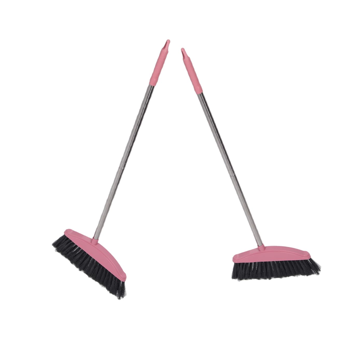 STOBAZA 2pcs Stainless Steel Broom Indoor Broom Household Cleaning Supply Sidewalk Broom Kitchen Broom Household Broom Long-Handled Broom Brooms Garbage Sweeping Broom Plastic Pink