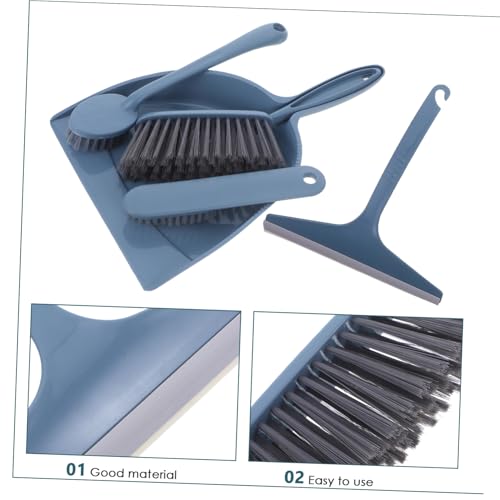 Anneome 1 Set Mini Broom Set Dust Pan Handheld Broom Crevice Cleaning Brush Hand Broom Brush Gaps Cleaning Brush Whisk Broom Small Handle Desk Brooms Small Brush and Dustpan Pp Blue