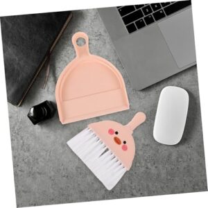 1 Set Mini Hand Broom Dustpan Pets Animal Waste Cleaning Tool Housekeeping Dust Pan Keyboard Broom Brush Small Cleaning Brush Table Crumb Sweeper Mini Handheld Broom Plastic Pink Mobestech