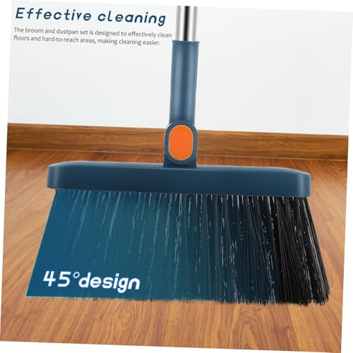 ORFOFE 1 Set Folding Broom Set Long Handled Broom Lobby Dust Pan Angle Broom Floor Sweeper Dust Pan Broom Whisk Broom Long Handle Broom Stand up Broom Dustpan Hand Held Broom Plastic Blue