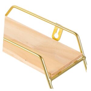 Garneck Modern Style Wall Holder Wall Mounted Floating Shelf Golden Iron Wood Living Room Storage Rack Shelves for Wall Decor