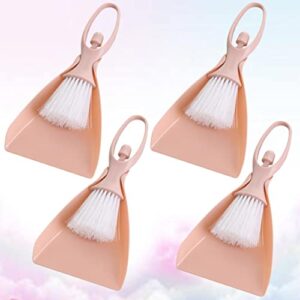 4 Sets Household Supplies Dustpan Gadget Whisk Brooms Cleaning Brushes Mini Broom Cleaning Utensils Lecrueset Pans Dust Pan and Brush Hand Broom Desktop Cleaner Cleaning Tools Pink BUTIFULSIC