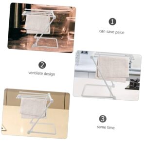 WOONEKY Storage Rack Cloth Rack Cloths Rack Cup Holder Foldable Cloth Holder Kitchen Countertop Rack Towel Rack Light Grey