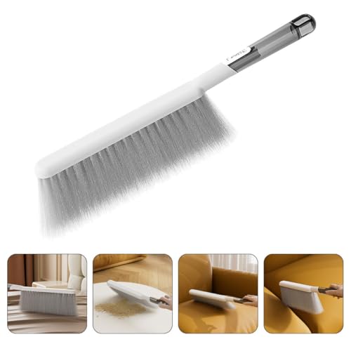 BUTIFULSIC Plastic Dust Brush Hand Broom Bench Brush with Long Handle Whisk Broom Soft Bristle Brush for Counter Bed Sofa Car Fireplace Clothes Household Cleaning