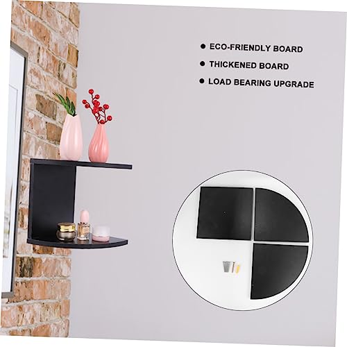 Cabilock 1pc Water Corner Onrganizer Item Display Racks Corner Shelf Wall Mounted Corner Shelves Wall Floating Shelf Round End Wall Mounted Display Shelf Rack Shelf Round Shelf Black Wooden