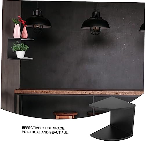 Cabilock 1pc Water Corner Onrganizer Item Display Racks Corner Shelf Wall Mounted Corner Shelves Wall Floating Shelf Round End Wall Mounted Display Shelf Rack Shelf Round Shelf Black Wooden