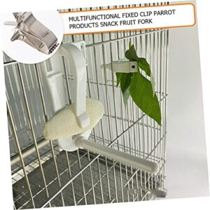 ORFOFE 6 Pcs Food Tongs Parrot Cage Food Clips Bird Foraging Toy Pet Supply Bird Vegetable Clip Hamster Feeder Clips Hamster Food Holder Clips Bird Cage Food Clips Silver Stainless Steel