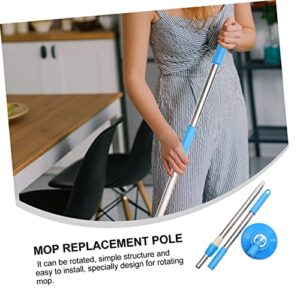 Gogogmee Mop Pole Floor Mop Rod Base Replacement Micro Fiber Mop Pedal Turnicate Mop Handle Commercial Velda Broom Handle Threaded End Mops for Floor Cleaning Mop Heads Stainless Steel Blue