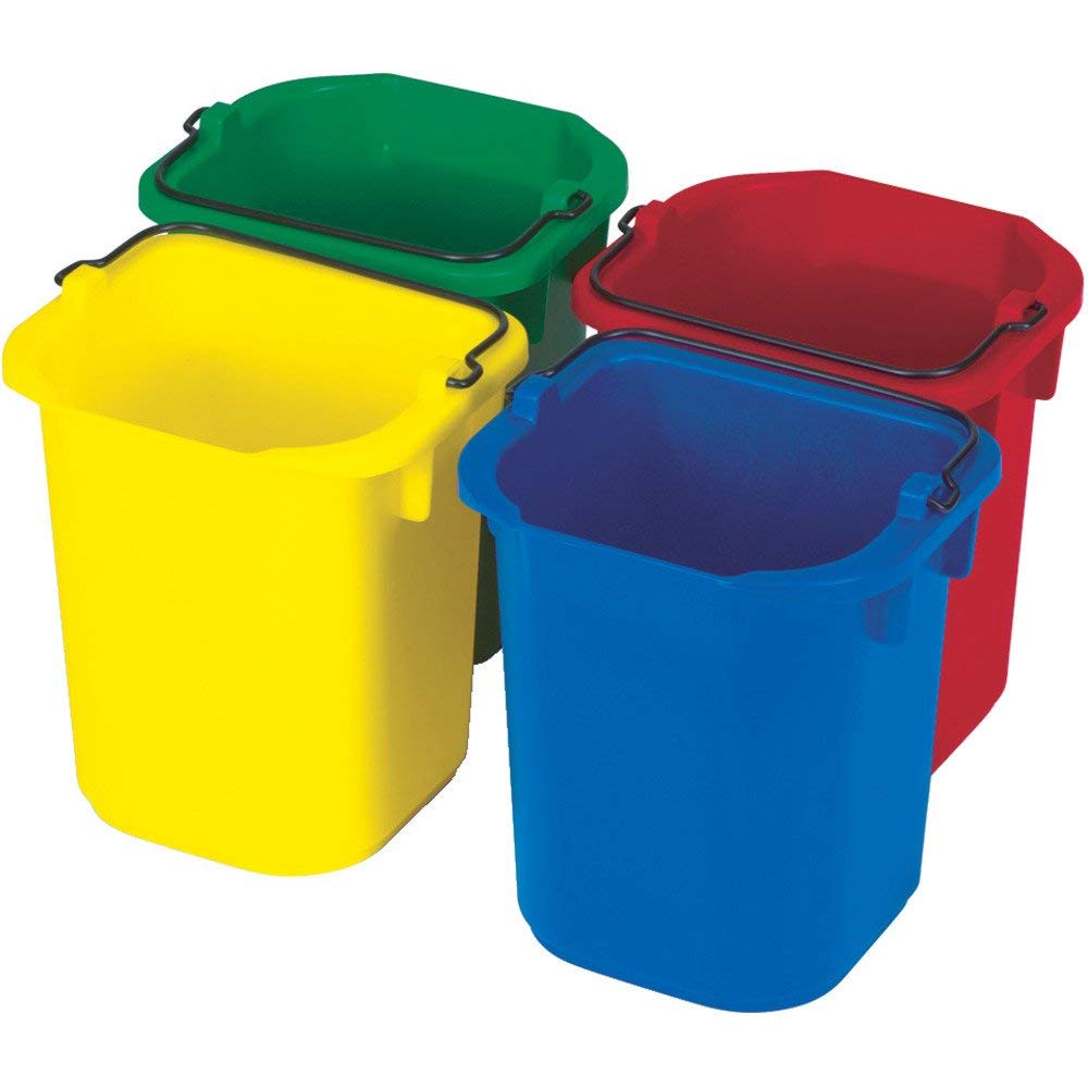 Rubbermaid Commercial Products Heavy-Duty Cleaning Pail, 5-Quart, Yellow, Utility Bucket with Built-in Spout and Handle for House Cleaning/Storage/Livestock Feeding/Car Washing (Pack of 3)