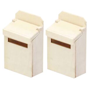 gogogmee 2pcs mini house mailbox decor wood beige mini mailbox decor tiny mailbox decor mini house furniture model