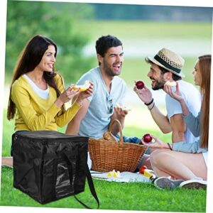 Zerodeko Cooler Box Food Carrying Bag Food Warmer Bag Heated Pizza Bags Food Bag Portable Cooler with Lid Insulated Bags for Foldable Grocery Bags Grocery Shopping Bag Aluminum Film Black