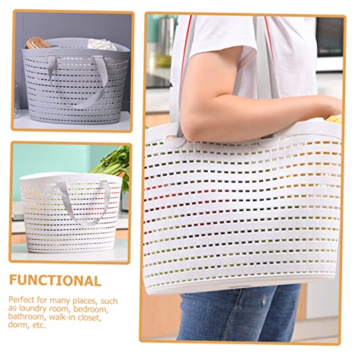 2pcs Plastic Laundry Basket The Tote Bag Basket for Blankets Hanger for Storage All Toiletry Bucket Cleaning Basket Hollow-out Basket Sundries Storage Bin Bedroom Storage Basket HOMOCONO