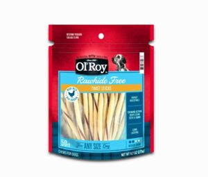 ol-roy rawhide free with real chicken dry twist sticks for dogs - 50 count (pack of 1)