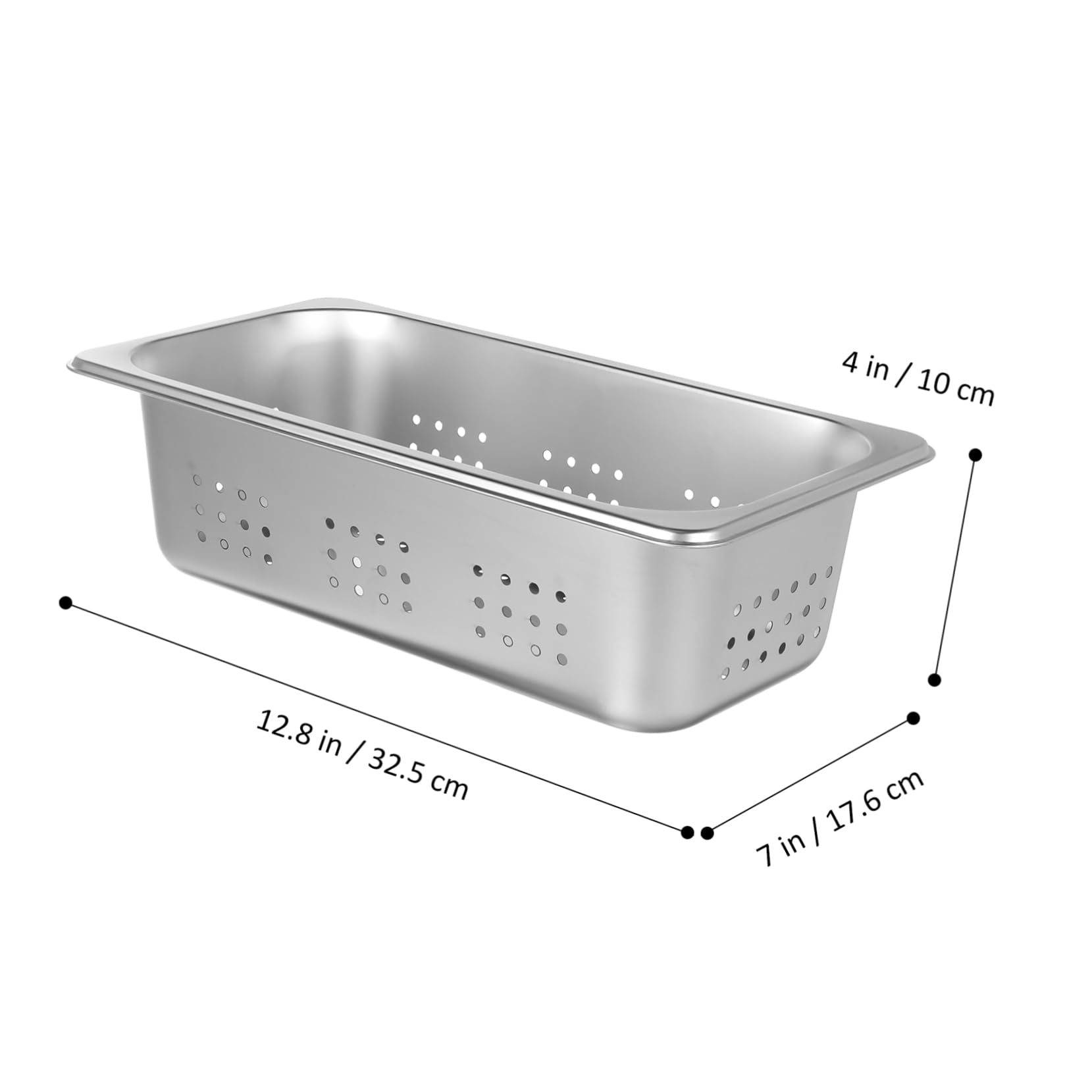 Anneome Stainless Steel Lunch Box Hotel Pans 1/3 Pan Perforated Pan Perforated Hotel Pan Full Size Steam Table Pans Flanera Steamer Tray Steam Table Tray Steamer Pan Silver