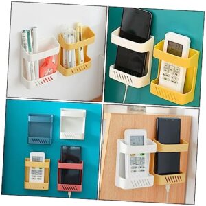 PRETYZOOM 3pcs Tool Holder White Storage Shelves Self Adhesive Remote Control Holders Wall-Mounted Phone Holder Household Wall Storage Rack Household Wall Storage -Mounted Rack Abs