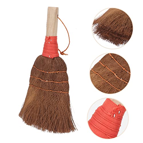 Healeved Small Cleaning Broom Duster Cleaning Brooms Desk Cleaning Broom Cleaning Accessory Household Palm Broom Cleaning Supplies Broom for Home Palm Fiber Broom Garden Hand Fork Brown