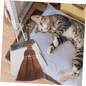 COOLHIYA 1 Set Pet Broom Dustpan Pet Cage Broom Mini Dustpan Home Accessory Desk Cleaning Broom Steel Scoop Litter Multi-Function Whisk Broom Convenient Dust Pan Small Broom Stainless Steel