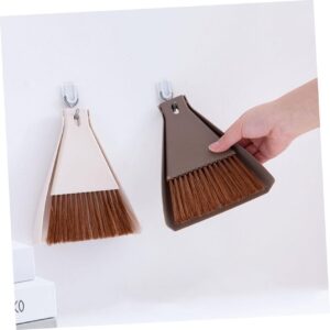 KOMBIUDA 2 Set Mini Brush Dust Sweeper Mini Broom Dustpan Sweeper Broom Desktop Broom Mini Cleaning Broom Mini Table Broom Computer Brush Desktop Cleaning Tools Desktop Sweep Broom Beige