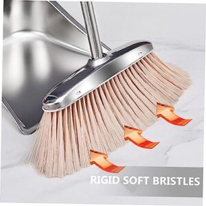 ORFOFE Cleaning Dust Pan Outdoor Broom Dustpan Household Brooms Flooring Tools Stable Broom Long Handle Broom Reusable Broom Handle Sweeping Brush Garbage Wiper Floor Wiper Khaki Nylon