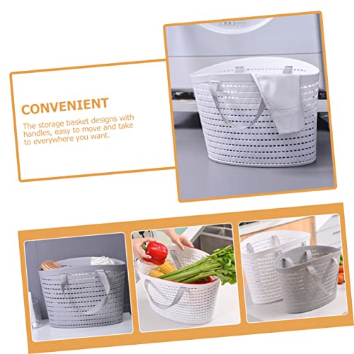 2pcs Plastic Laundry Basket The Tote Bag Basket for Blankets Hanger for Storage All Toiletry Bucket Cleaning Basket Hollow-out Basket Sundries Storage Bin Bedroom Storage Basket HOMOCONO