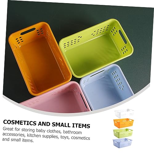 FONDOTIN 4pcs Plastic Storage Basket Storage Bins Laundry Basket Storage Baskets for Shelves Small Plastic Boxes Bathroom Organizer Washing Basket Plastic Basket for Organizing Pp