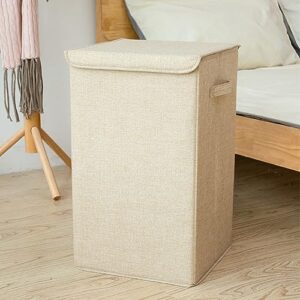 CAXUSD Home Laundry Basket Laundry Baskets with Lid Laundry Basket for Multifunction Laundry Basket Toy Organizer Bins Queen Size Blankets Foldable Laundry Baskets Beige Fabric