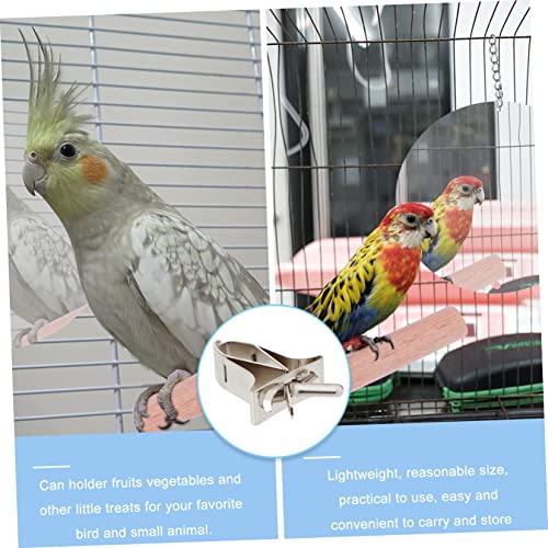 ORFOFE 6 Pcs Food Tongs Parrot Cage Food Clips Bird Foraging Toy Pet Supply Bird Vegetable Clip Hamster Feeder Clips Hamster Food Holder Clips Bird Cage Food Clips Silver Stainless Steel