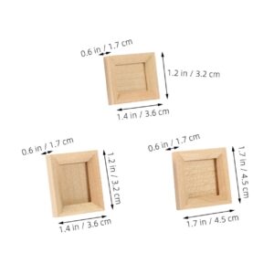 HOOTNEE 3pcs Dollhouse Photo Frame Picture Frames Doll House Photo Frames DIY Miniature House Kit Mini Decoration Mini Photo Frame Mini House Ornament Mini Picture Frame Beige Wood