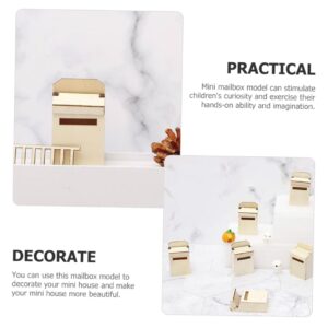 Gogogmee 2pcs Mini House Mailbox Decor Wood Beige Mini Mailbox Decor Tiny Mailbox Decor Mini House Furniture Model