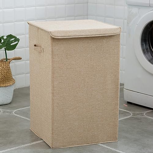 CAXUSD Home Laundry Basket Laundry Baskets with Lid Laundry Basket for Multifunction Laundry Basket Toy Organizer Bins Queen Size Blankets Foldable Laundry Baskets Beige Fabric