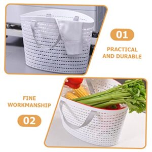 2pcs Plastic Laundry Basket The Tote Bag Basket for Blankets Hanger for Storage All Toiletry Bucket Cleaning Basket Hollow-out Basket Sundries Storage Bin Bedroom Storage Basket HOMOCONO