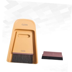 SOESFOUFU 1 Set Cage Cleaner Desktop Cleaning Broom Soft Bristle Broom Cleaning Brushes for Household Use Mini Broom Dustpan Keyboard Cleaning Brush Household Cleaning Yellow